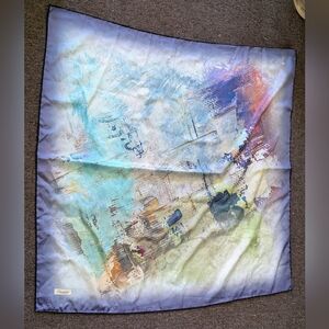 Picasso Abstract Print Silk Scarf | Hand Rolled Made in Italy 35" X 35"